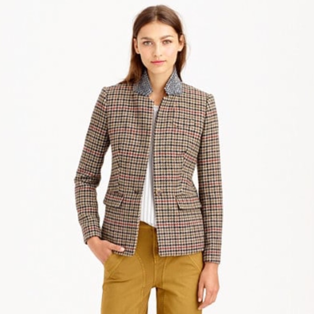 J Crew Jeweled Collar Regent Wool Blazer.